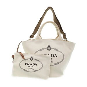 Prada Canapa Logo Convertible Shopping 2way Tote canvas White